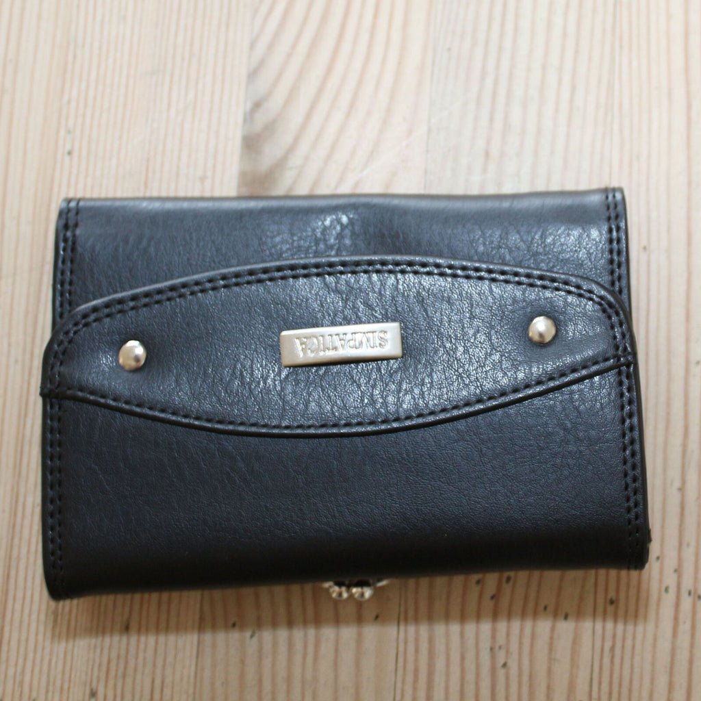 Portemonnaie Geldbörse Brieftasche Clipverschluss Leder Schwarz gross 2000-78P - 3KShop.de