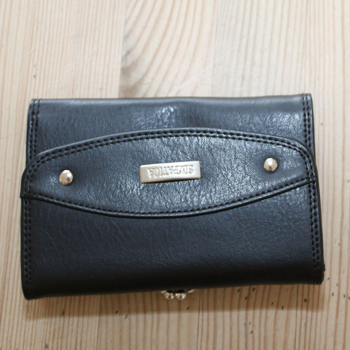 Portemonnaie Geldbörse Brieftasche Clipverschluss Leder Schwarz gross 2000-78P - 3KShop.de