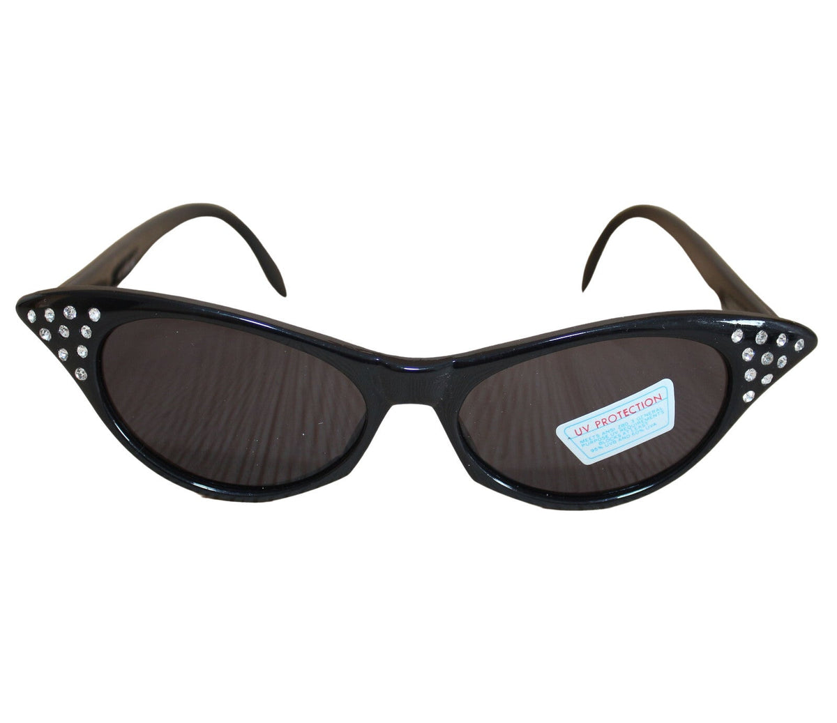 Schwarze Cat-Eye-Sonnenbrille mit Strass