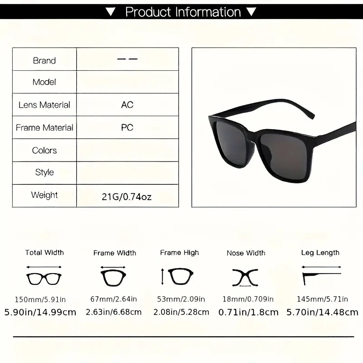 Schwarze Oversized Vintage Sonnenbrille