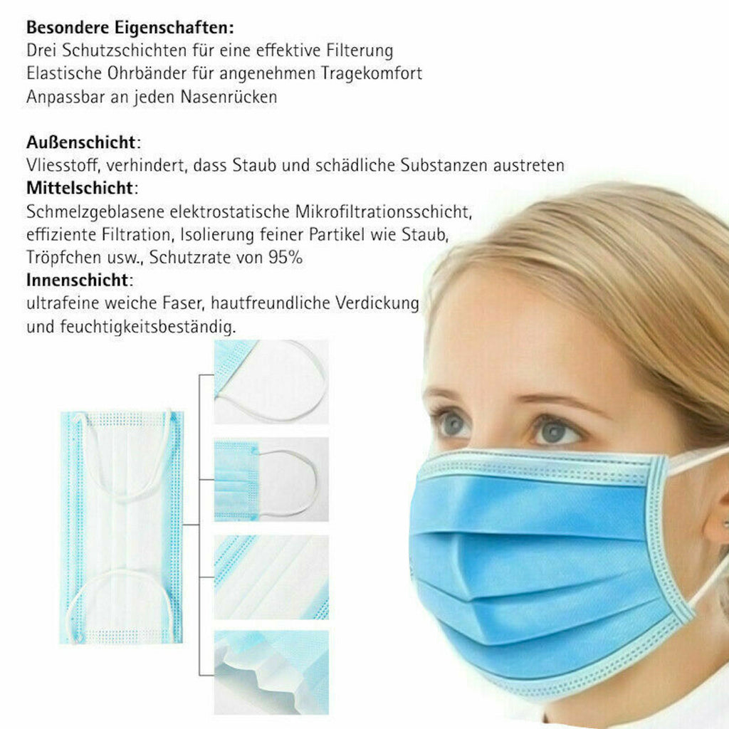 25 Medizinische OP Maske 3-lagig Mundschutz Atemschutz Gesichtsmaske Einweg - 3KShop.de