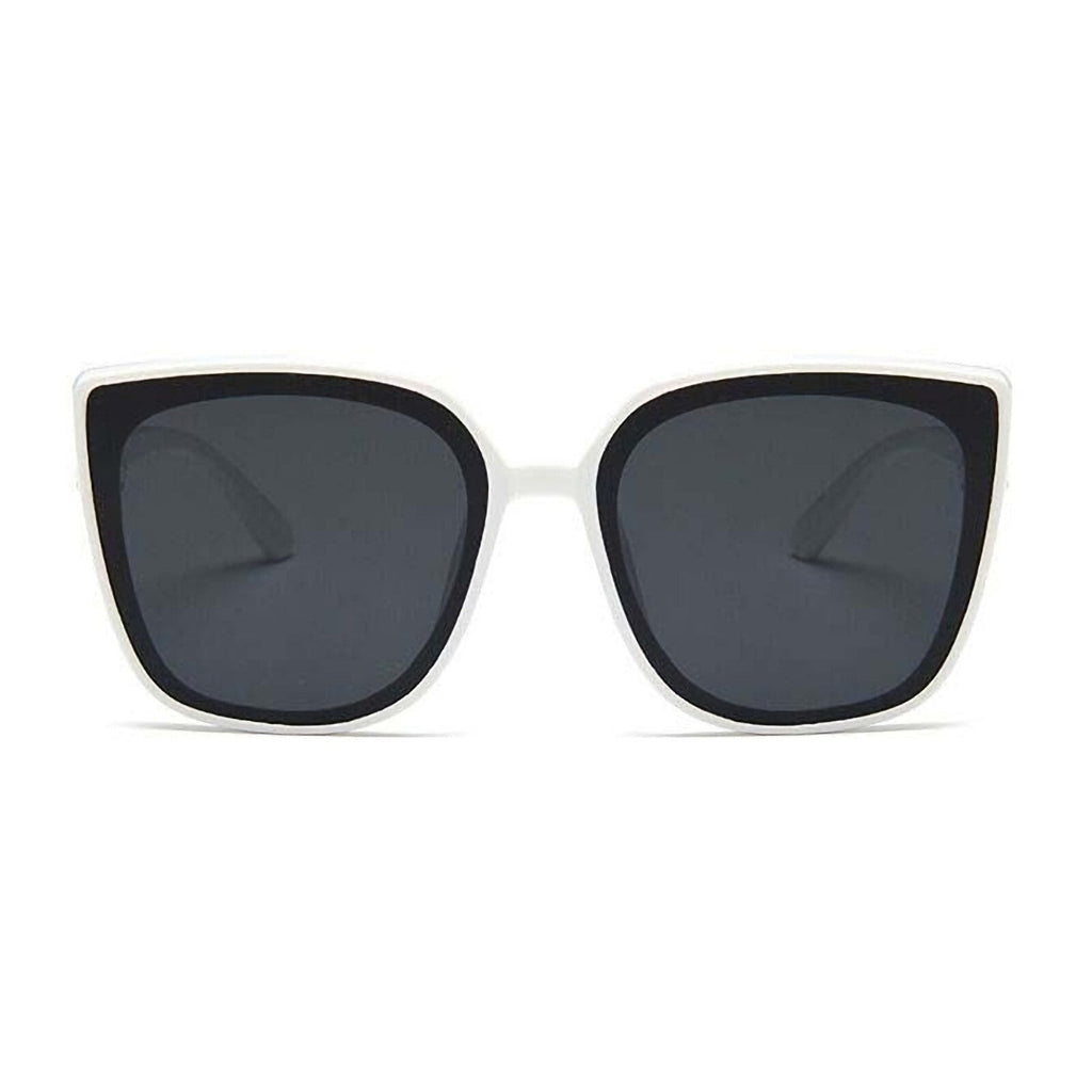 Oversized Cat-Eye-Sonnenbrille Weiß-Gold