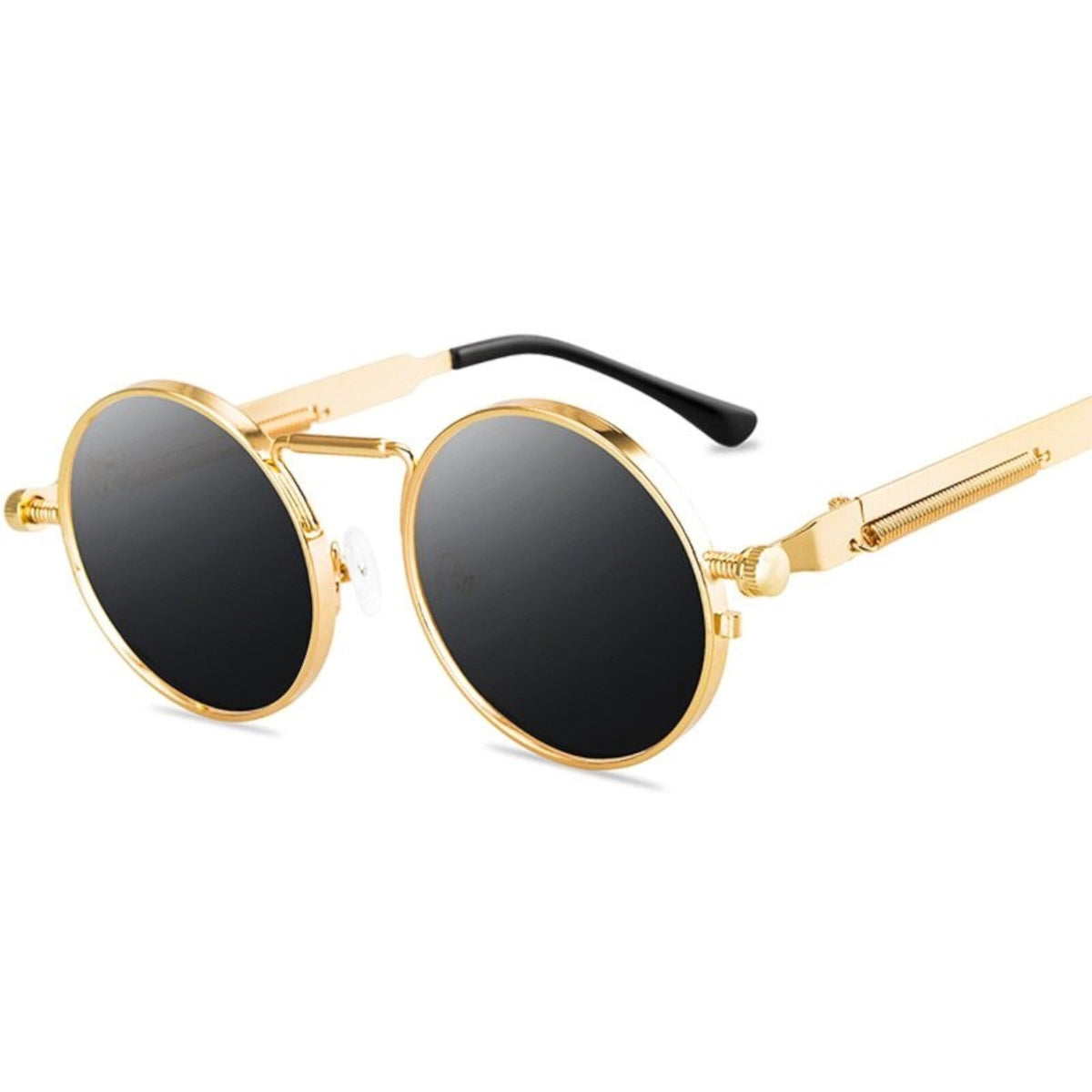 Runde goldene Steampunk-Sonnenbrille im Lennon-Stil