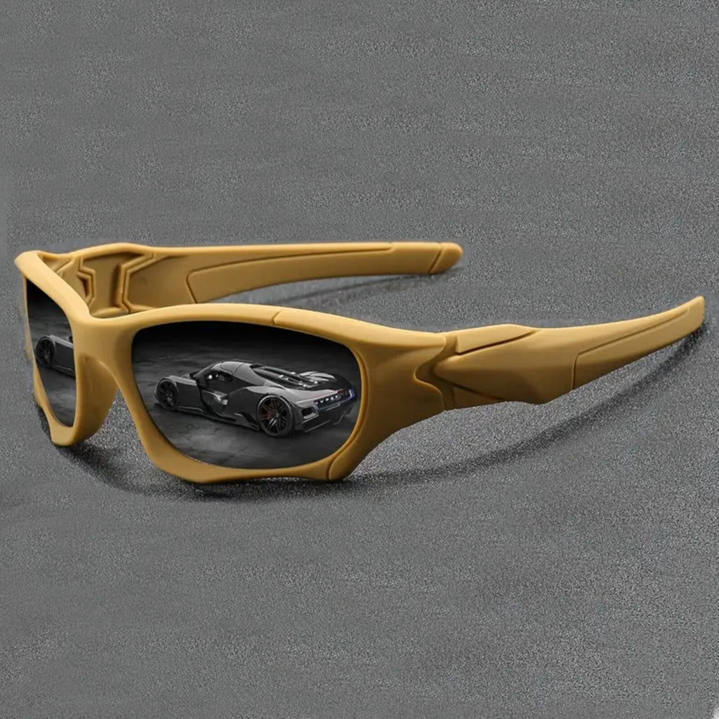 Schwarz-braune Sport-Sonnenbrille aus Polycarbonat