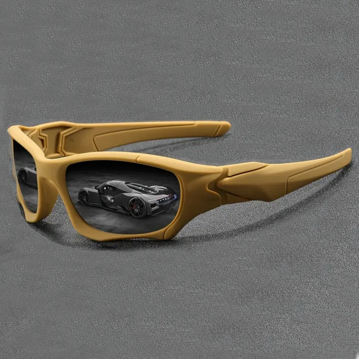 Schwarz-braune Sport-Sonnenbrille aus Polycarbonat
