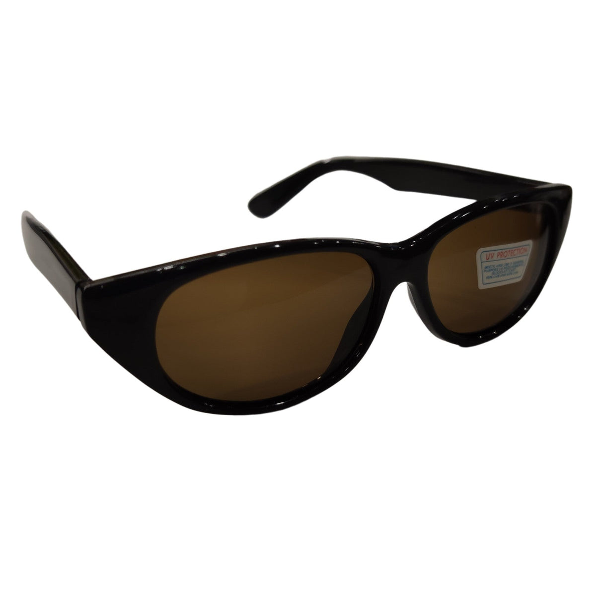 Schwarze Cat-Eye-Sonnenbrille mit braunen Gläsern