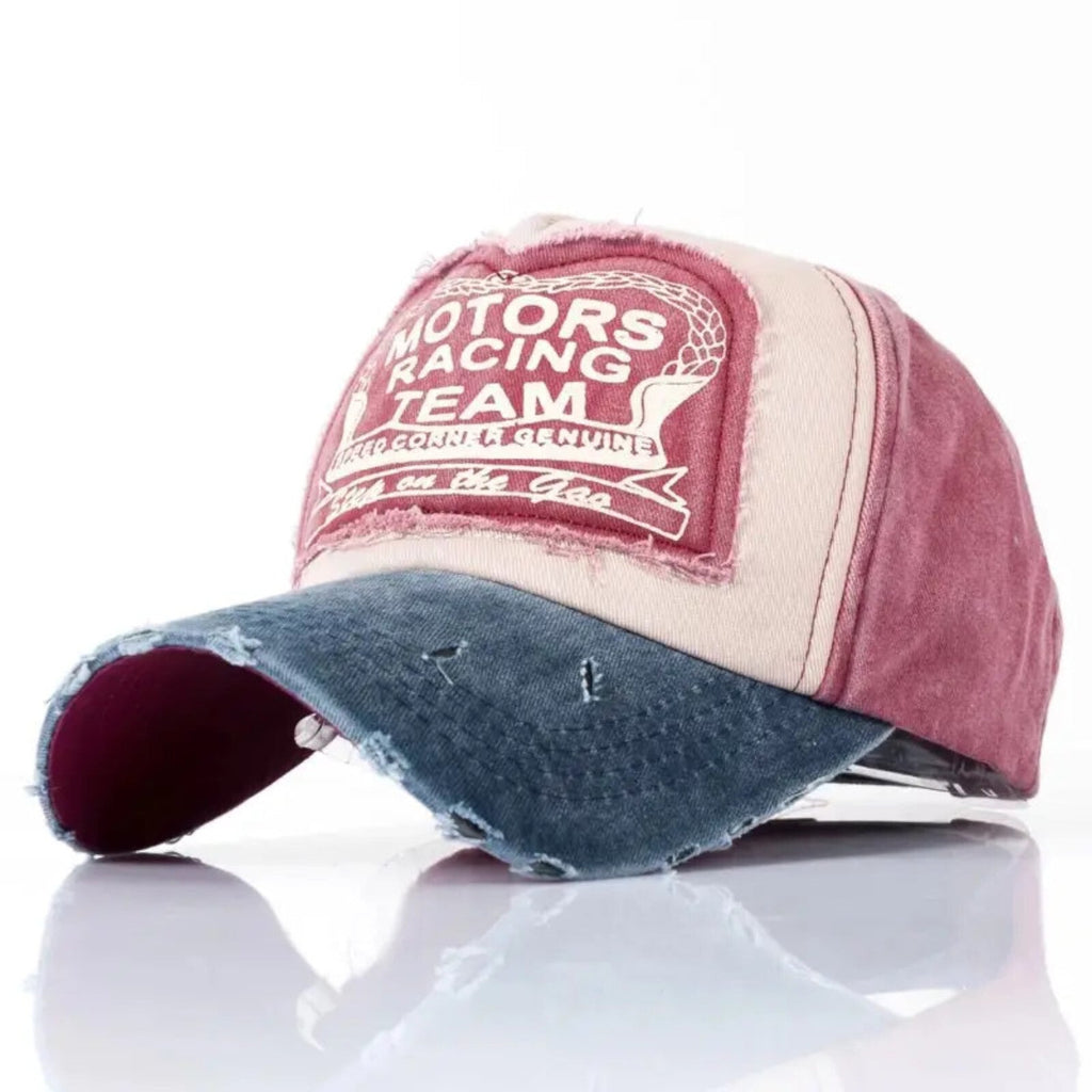 Motor Racing Vintage-Basecap aus Baumwolle mit Retro-Stickerei