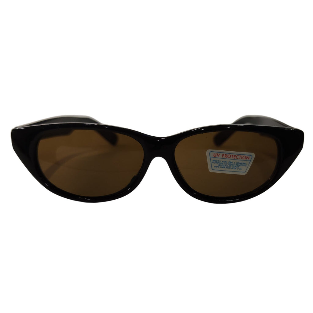 Schwarze Cat-Eye-Sonnenbrille mit braunen Gläsern