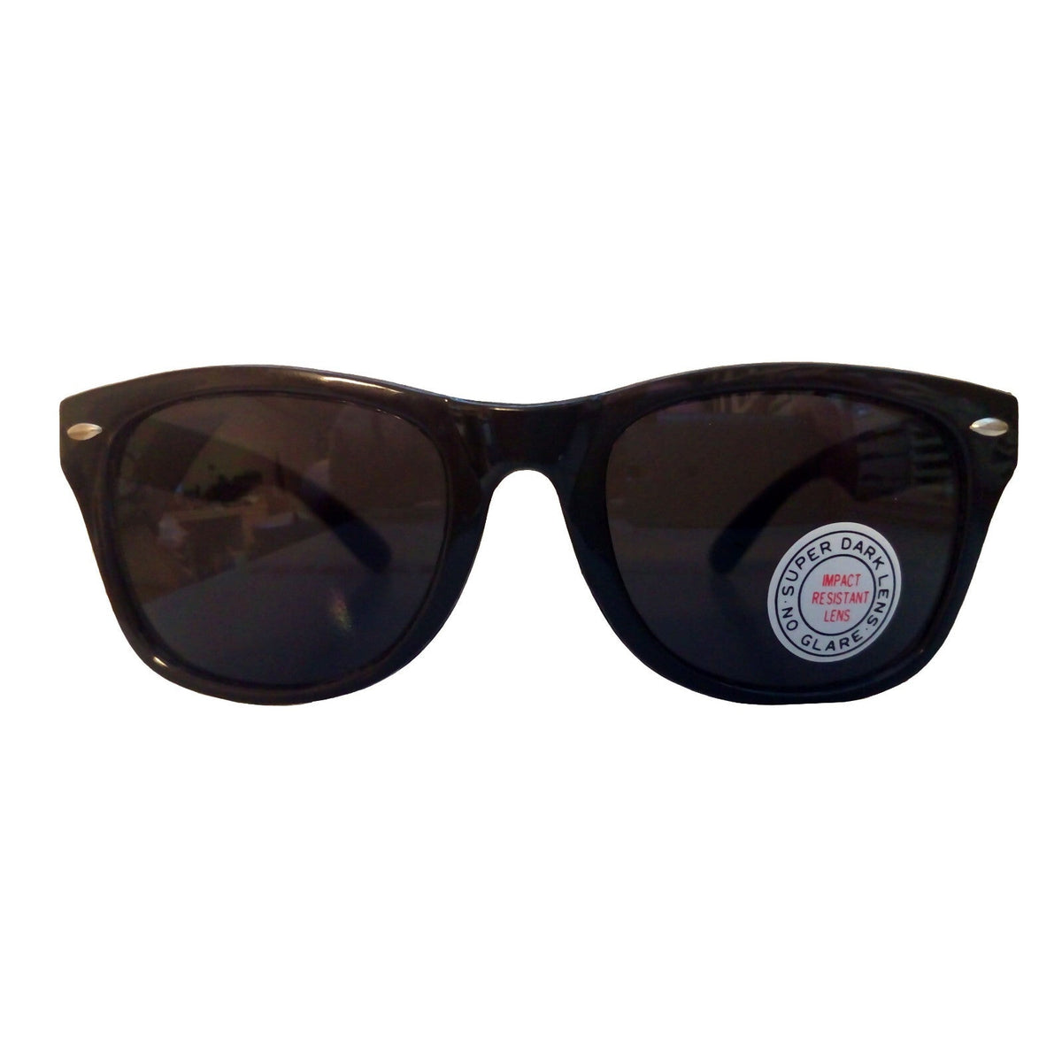 Schwarze Wayfarer-Sonnenbrille mit extra dunklen Gläsern