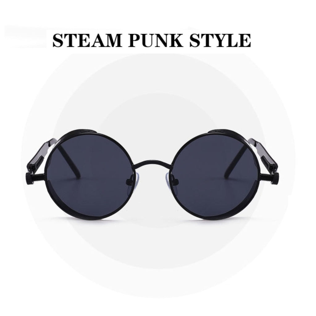 Runde schwarze Steampunk-Sonnenbrille