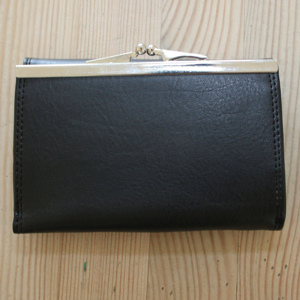 Portemonnaie Geldbörse Brieftasche Clipverschluss Leder Schwarz gross 2000-78P - 3KShop.de