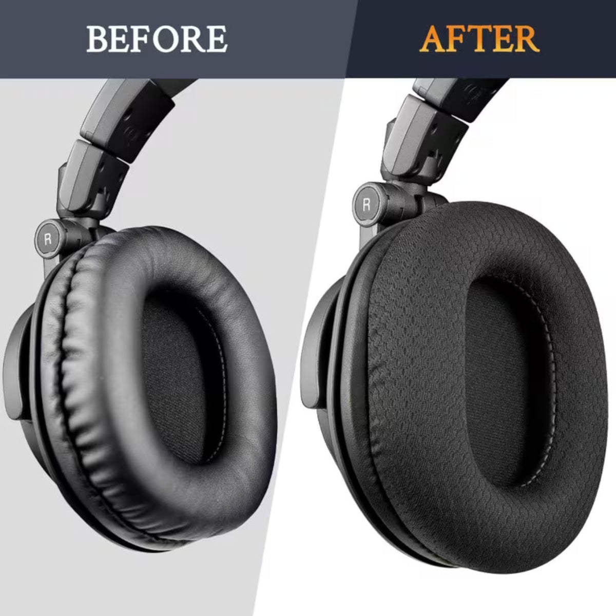 Ersatz Ohrpolster Audio Technica ATH M50X M40X M30X M20X MSR7 SX1 schwarz Mesh - 3KShop.de