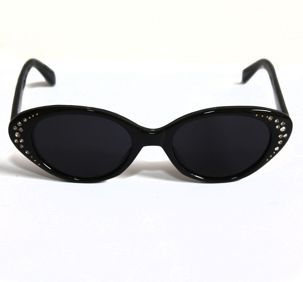 Schwarze Cat-Eye-Sonnenbrille mit Strass