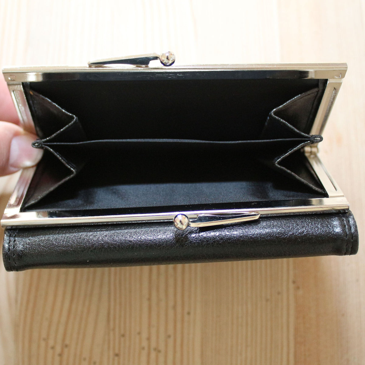 Portemonnaie Geldbörse Brieftasche Clipverschluss Leder Schwarz gross 2000-78R - 3KShop.de