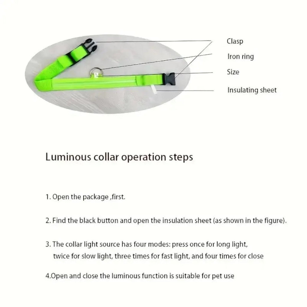 LED-Hundehalsband aus Nylon 45–58 cm