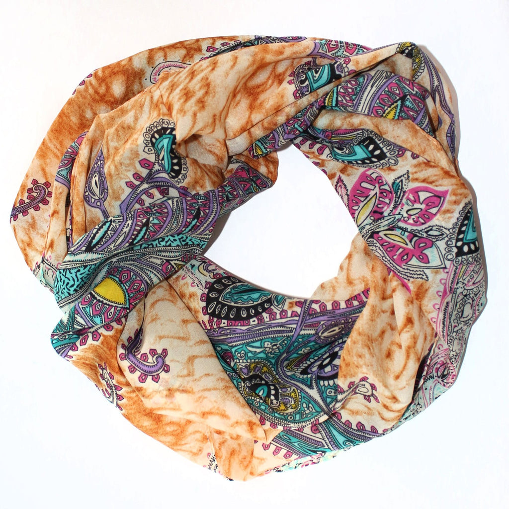 Wunderschoener Loop Schal Bunt Blumen, tolle Farbtöne von ManuMar - 3KShop.de