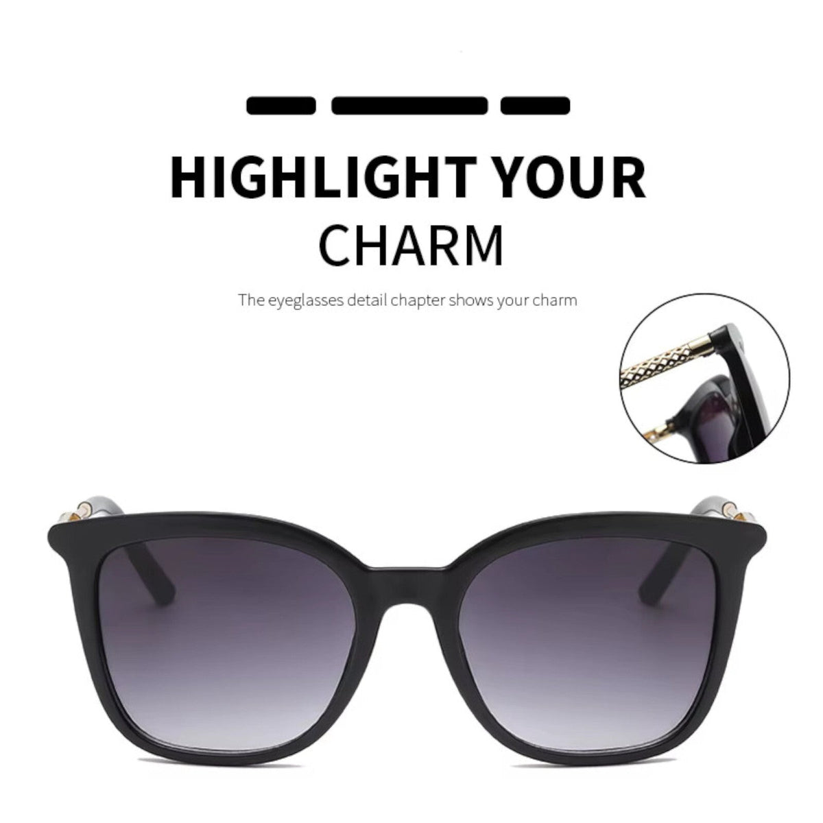Oversized Cat-Eye-Sonnenbrille Schwarz-Gold