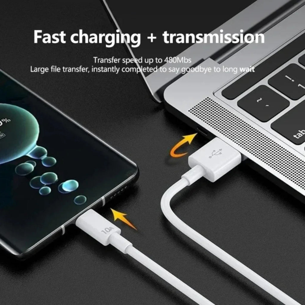 2m USB-C Schnell Ladekabel USB Typ C Daten Handy für Huawei Xiaomi ... weiss - 3KShop.de