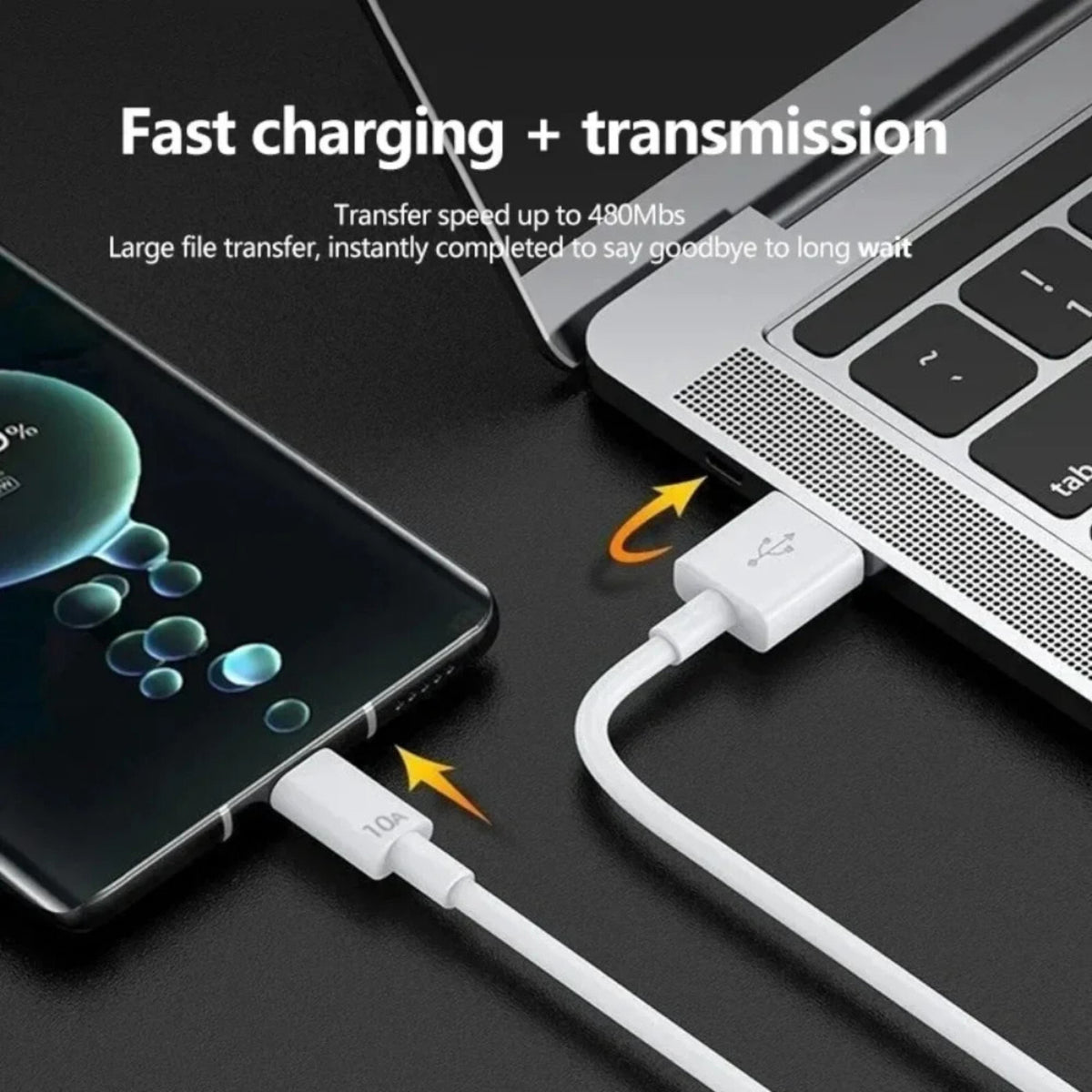 2m USB-C Schnell Ladekabel USB Typ C Daten Handy für Huawei Xiaomi ... weiss - 3KShop.de