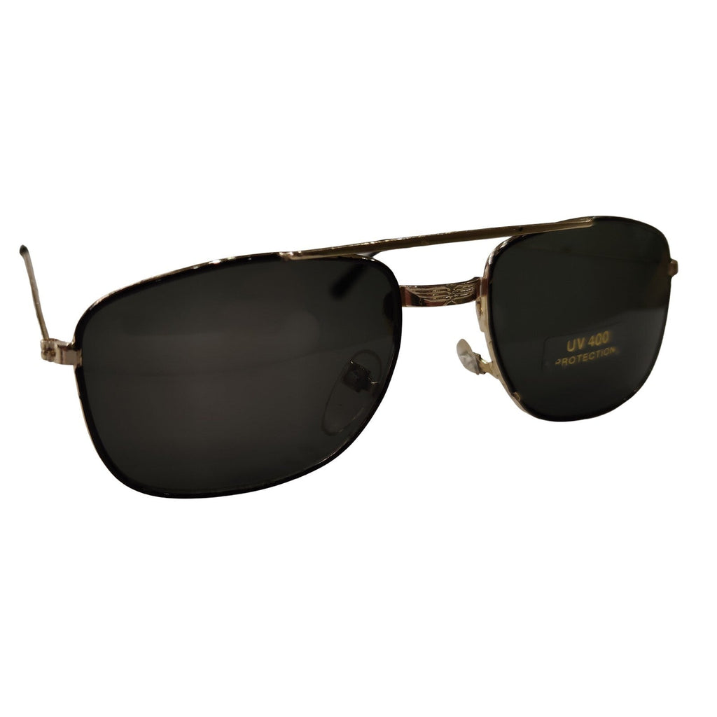 Gold-schwarze Piloten-Sonnenbrille im Porsche-Stil