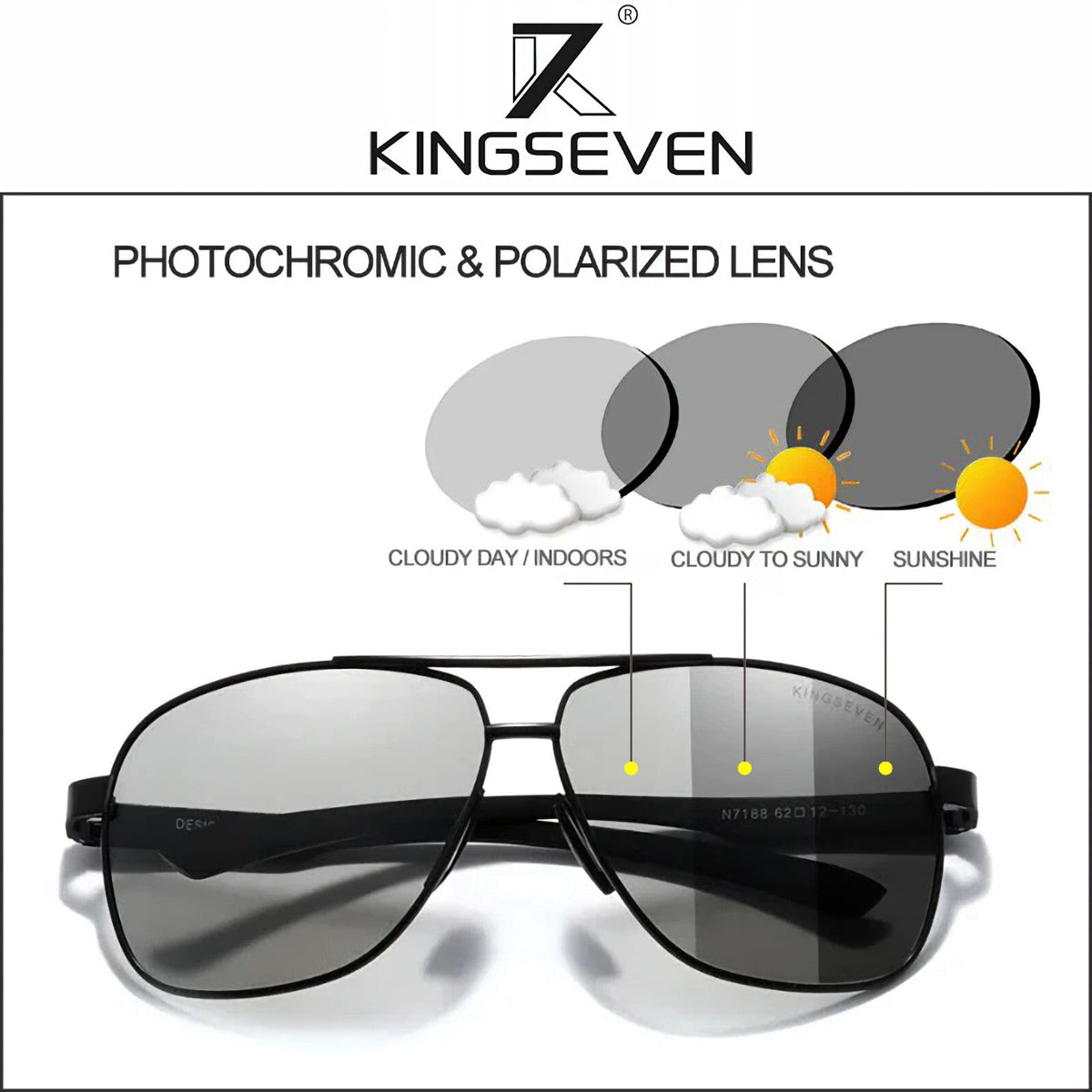 Kingseven N7188 photochrome polarisierte Sonnenbrille