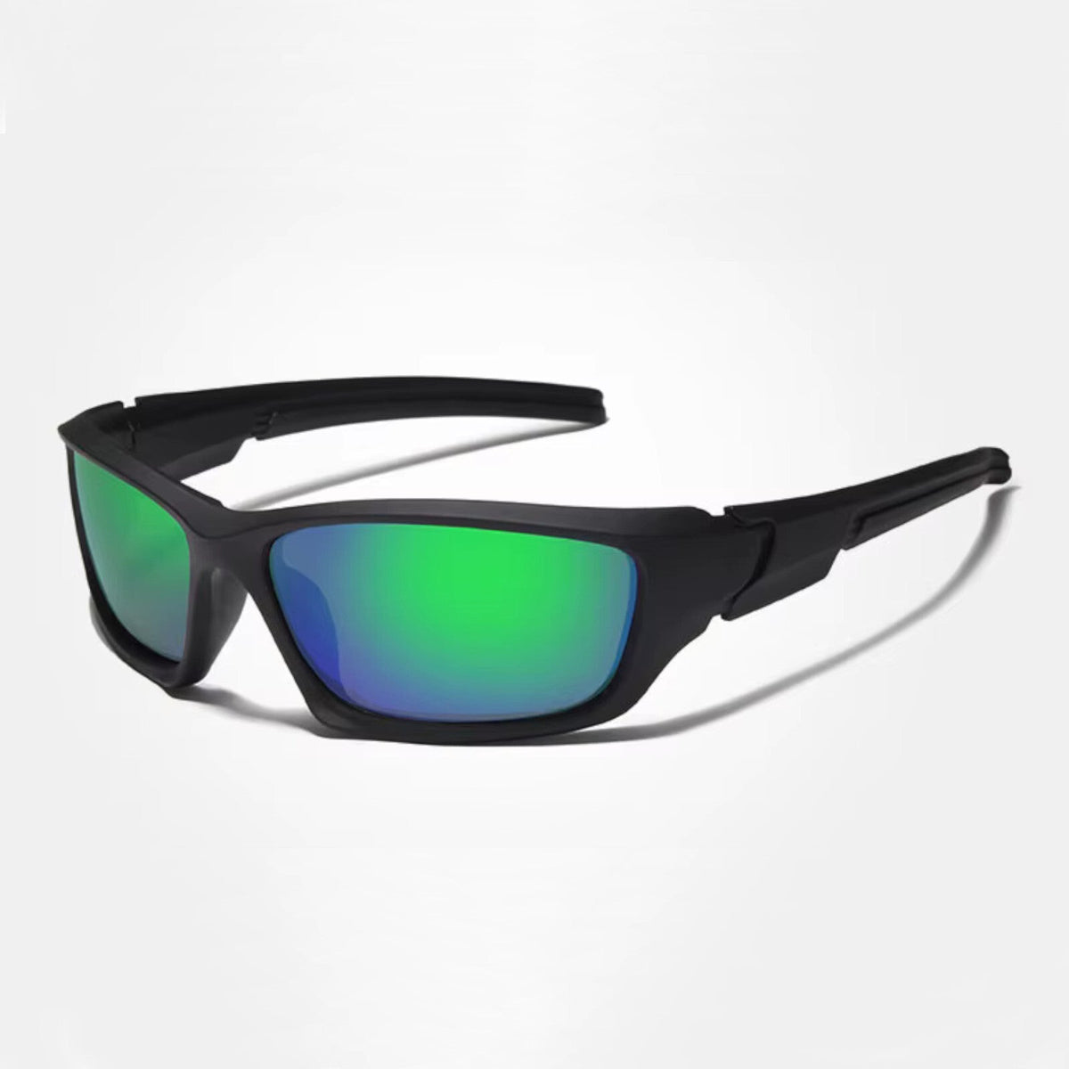 Schwarz-grünblaue Biker-Sonnenbrille aus TR90