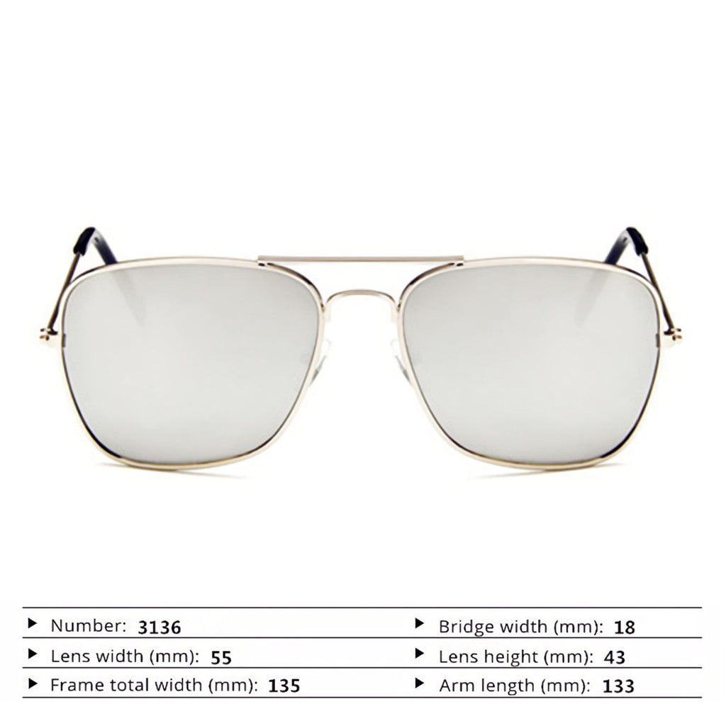 Silberne verspiegelte Piloten-Sonnenbrille
