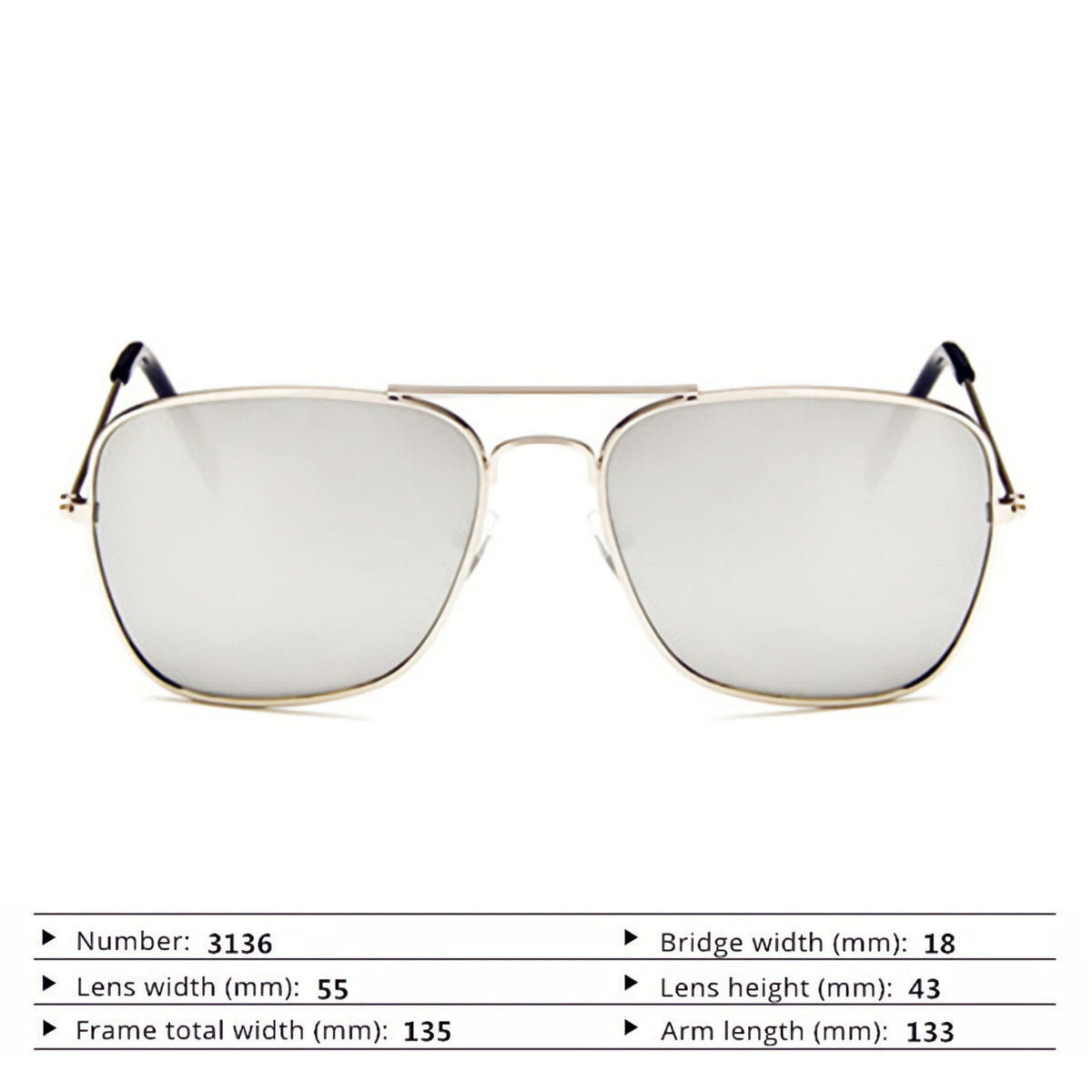 Silberne verspiegelte Piloten-Sonnenbrille