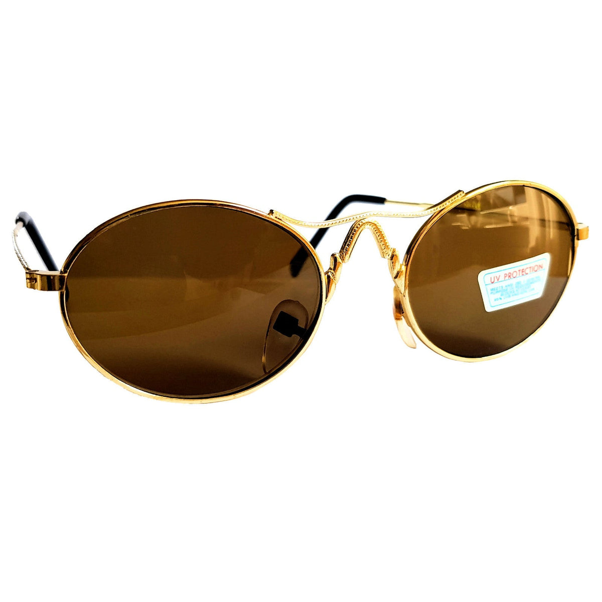 Gold-braune Vintage Damen-Sonnenbrille mit Verzierungen