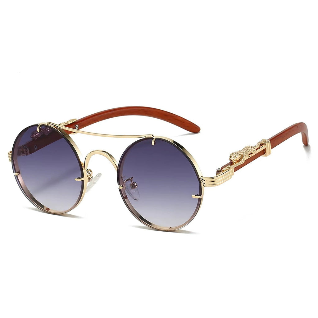 Goldene Vintage Designer-Sonnenbrille im Leoparden-Look