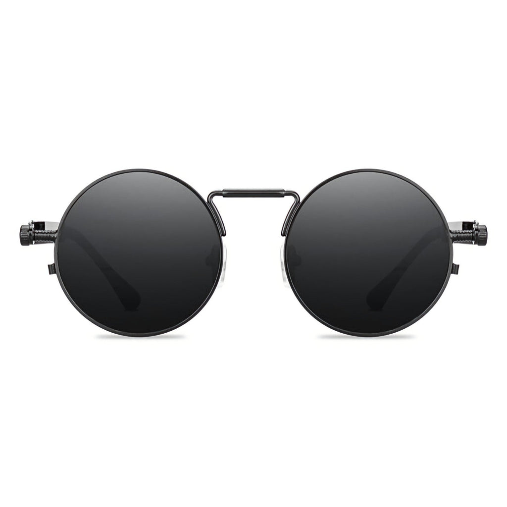 Runde schwarze Steampunk-Sonnenbrille im Lennon-Stil