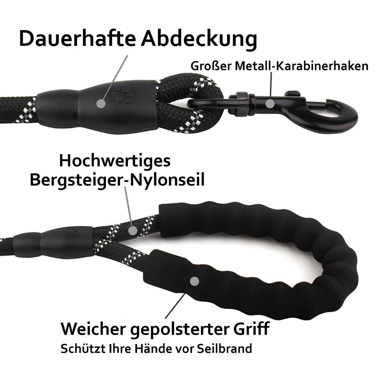Reflektierende gepolsterte Hundeleine aus Nylon