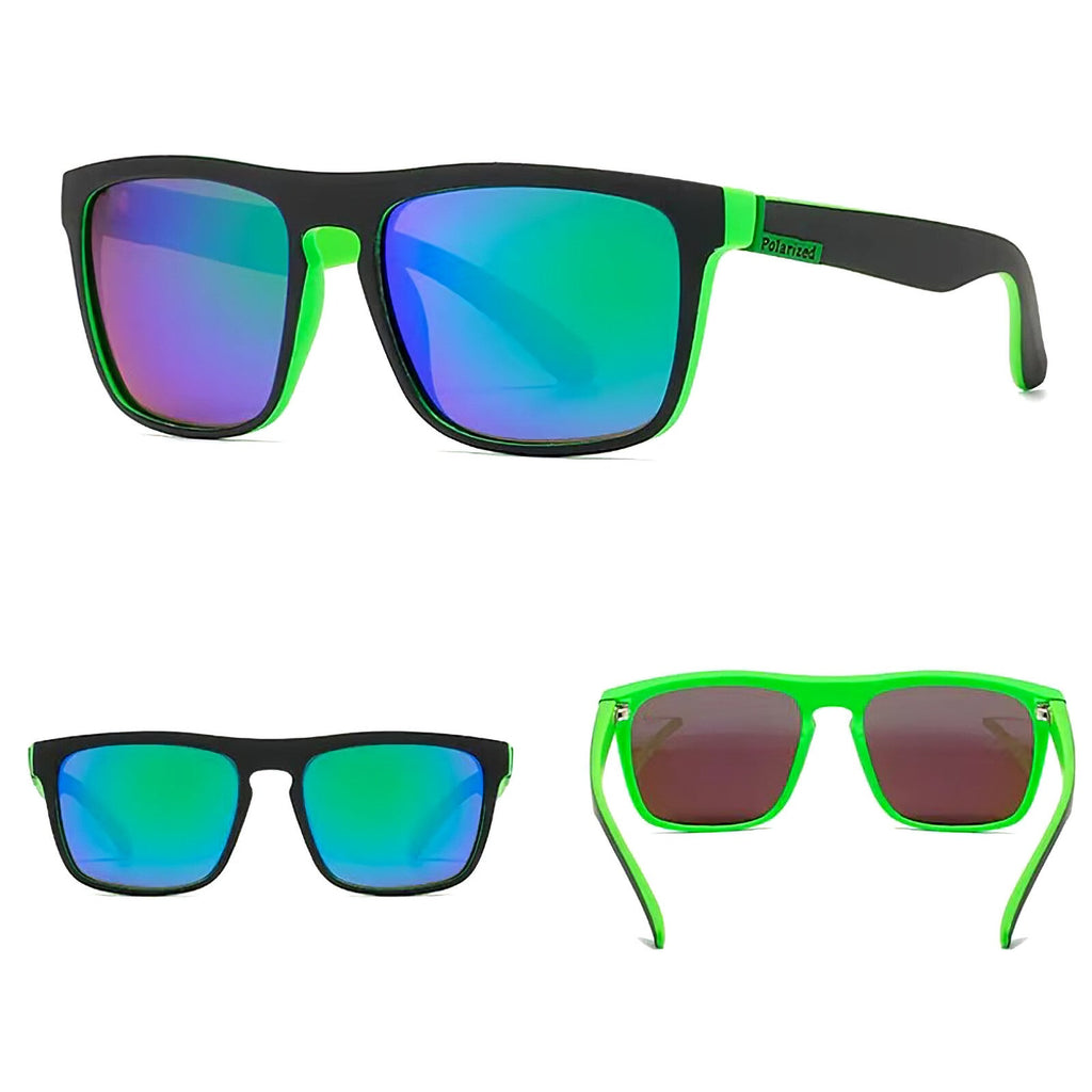 Schwarz-grüne polarisierte Sonnenbrille verspiegelt