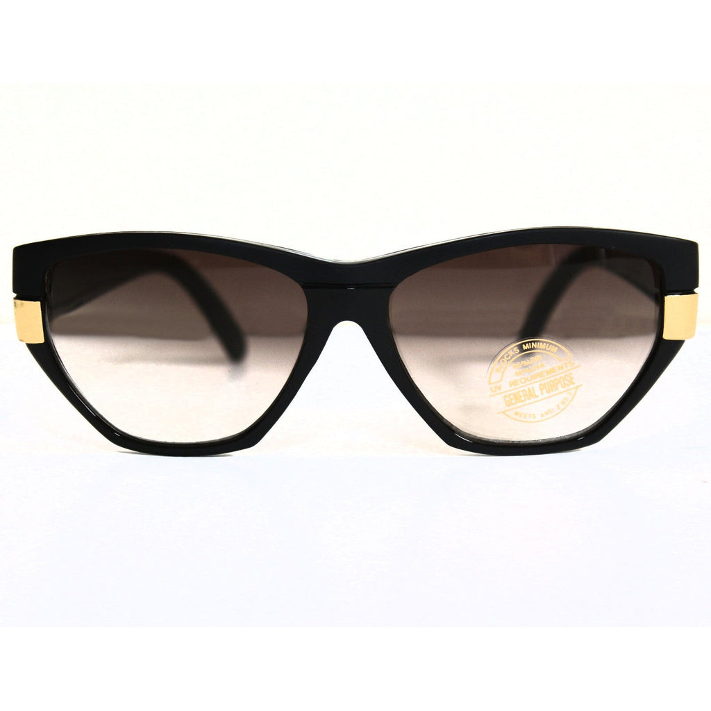 Mattschwarze Vintage Sonnenbrille mit goldenen Applikationen