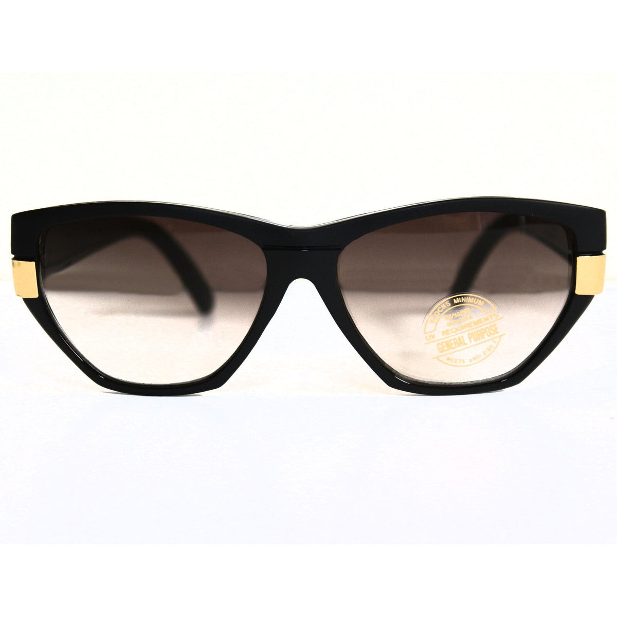 Mattschwarze Vintage Sonnenbrille mit goldenen Applikationen