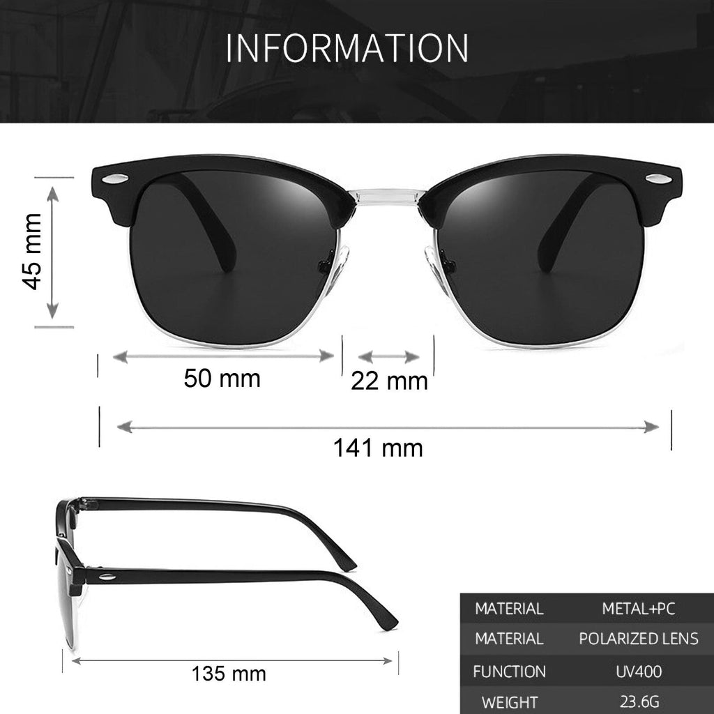 Schwarz-silberne Vintage-Retro-Sonnenbrille Unisex