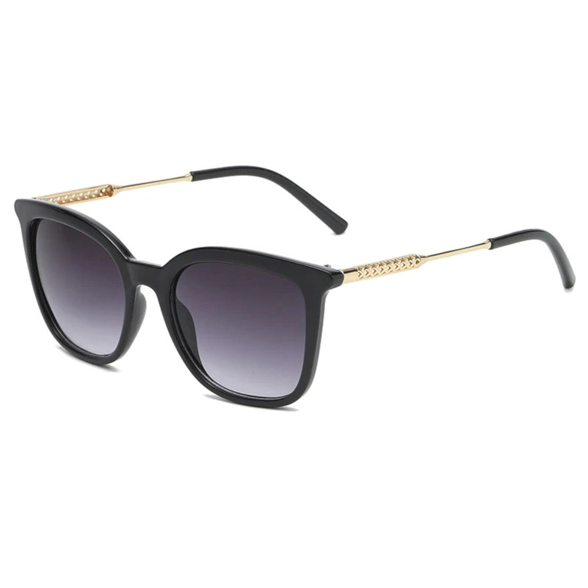 Oversized Cat-Eye-Sonnenbrille Schwarz-Gold