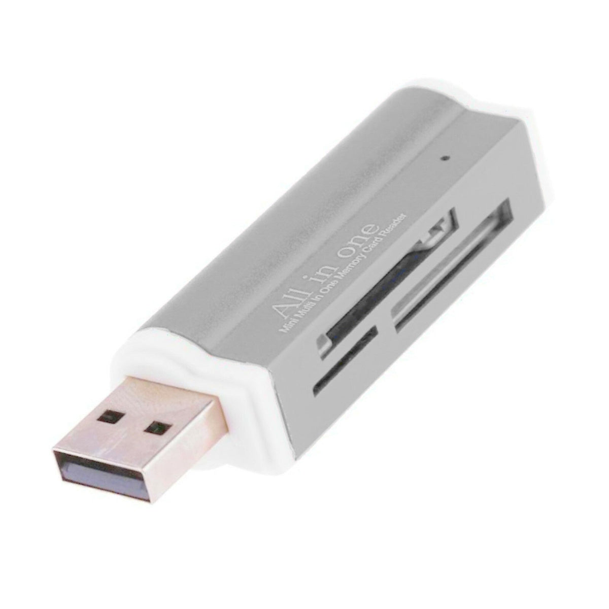 Silberner USB-Kartenleser für MicroSD SDHC MMC M2