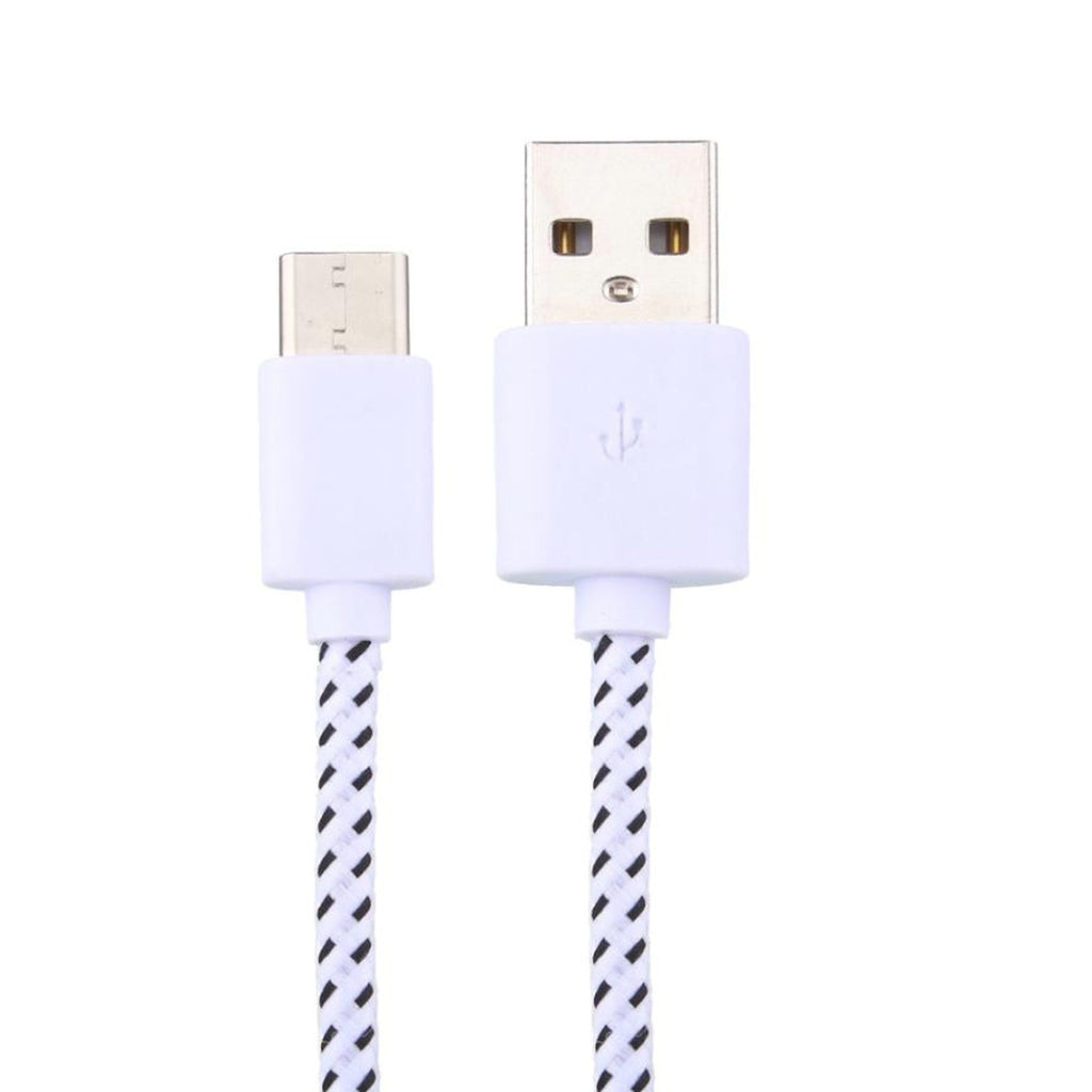 1m USB Typ C Stoffkabel X Ladekabel Sync Datenkabel weiss S8 Sony Huawei HTC - 3KShop.de
