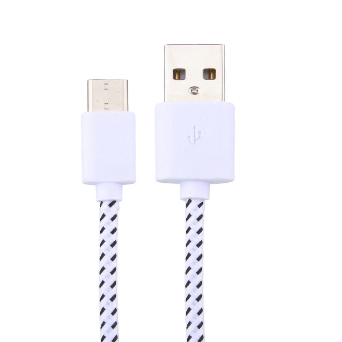1m USB Typ C Stoffkabel X Ladekabel Sync Datenkabel weiss S8 Sony Huawei HTC - 3KShop.de