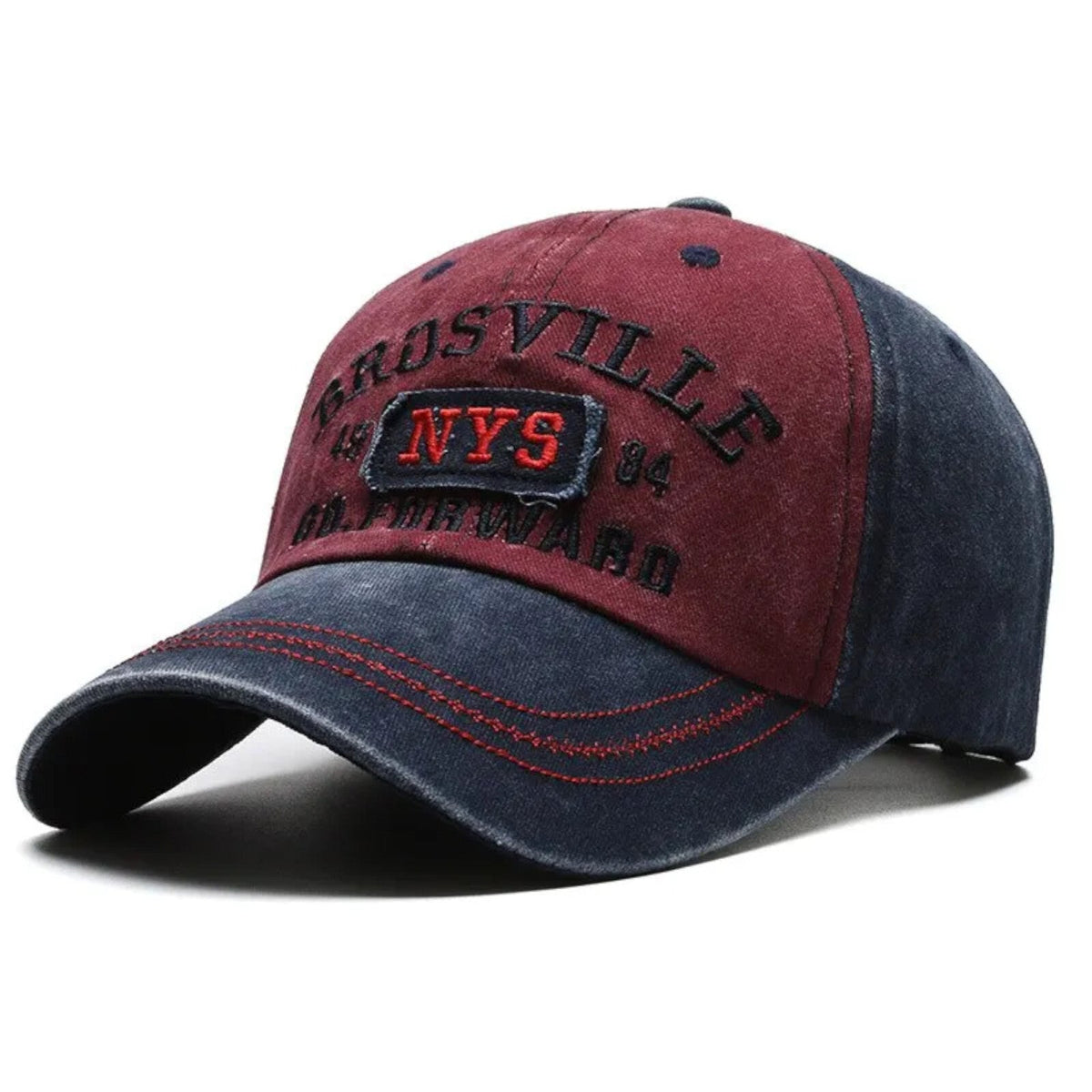 Brosville Vintage-Basecap aus Baumwolle mit Retro-Stickerei