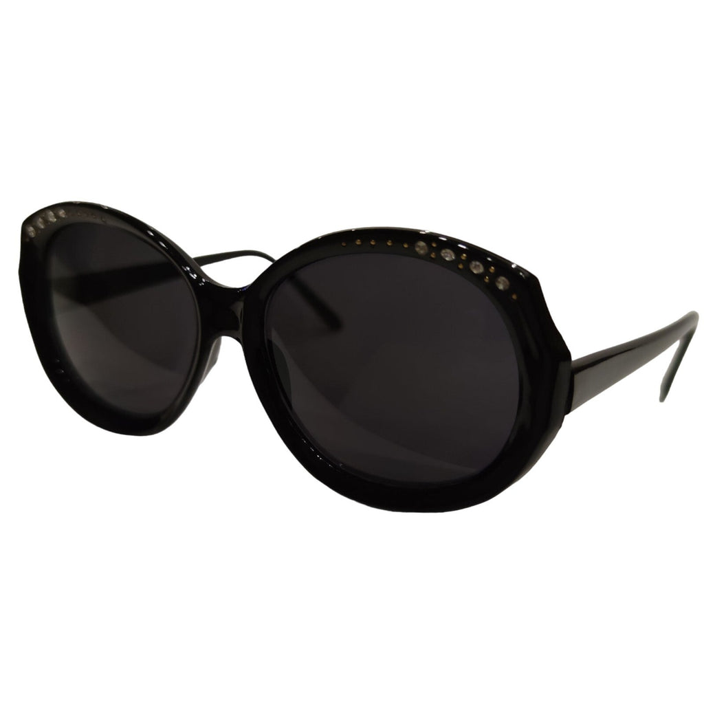 Schwarze Cat-Eye-Sonnenbrille mit Strass