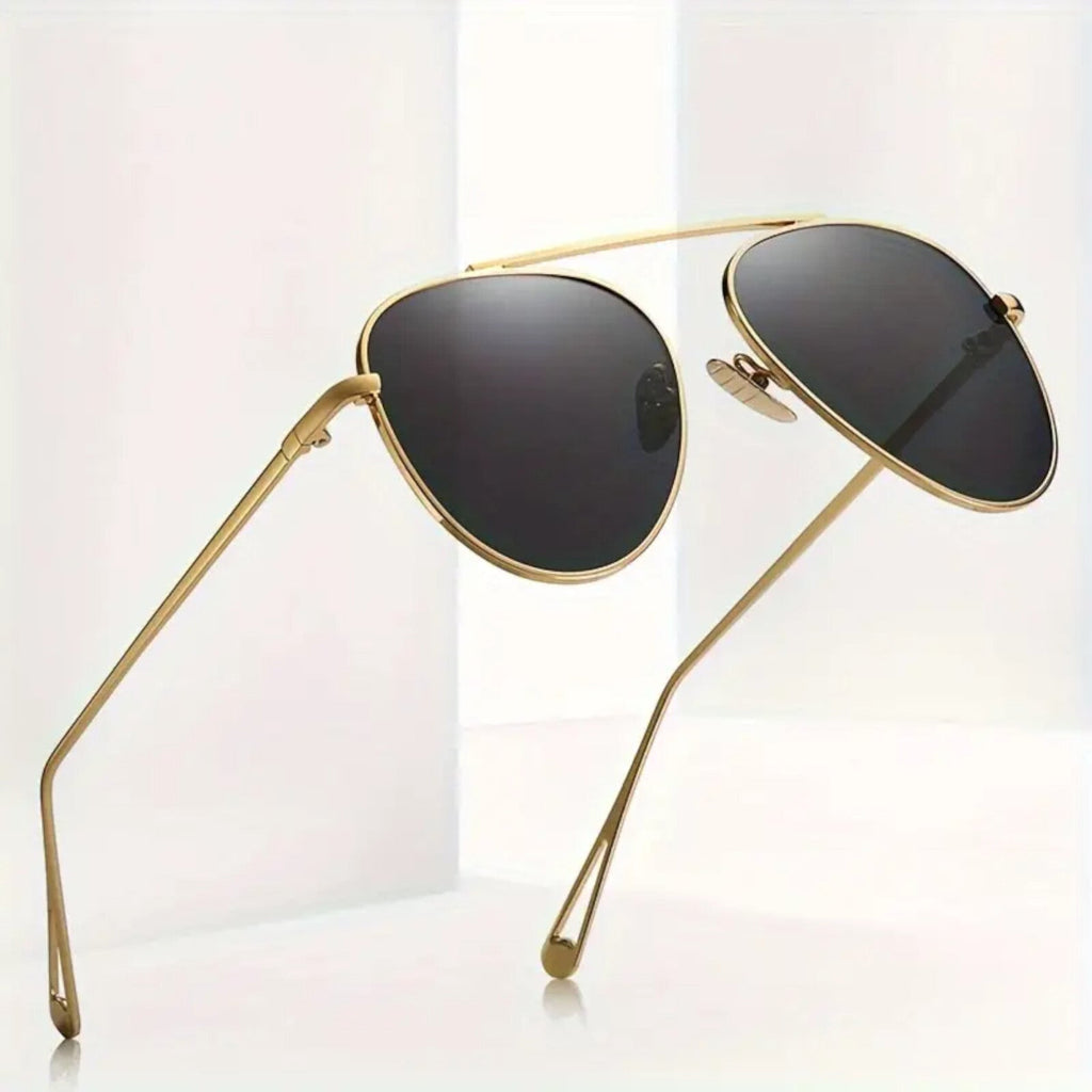 Gold-dunkelgraue Piloten-Sonnenbrille