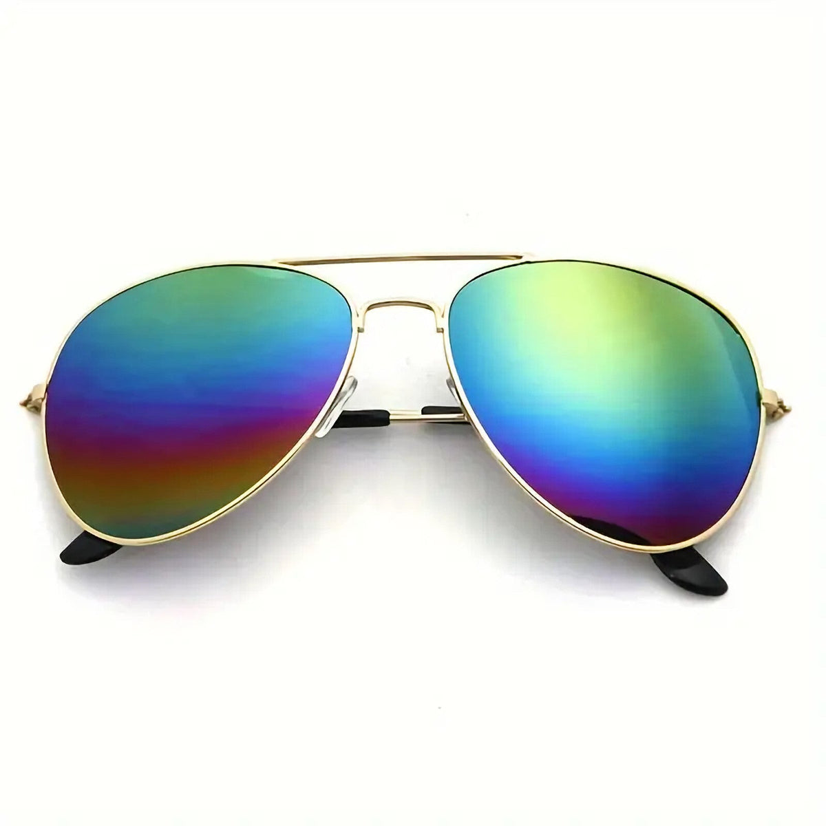 Goldene Piloten-Sonnenbrille mit Rainbow-Spiegelgläsern
