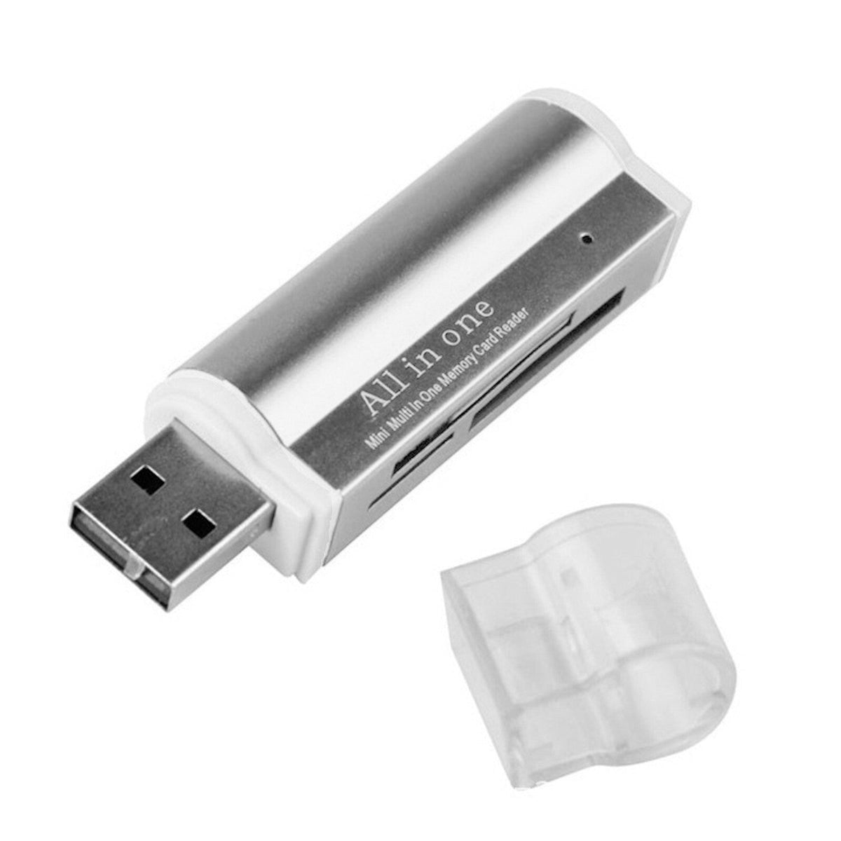 Silberner USB-Kartenleser für MicroSD SDHC MMC M2