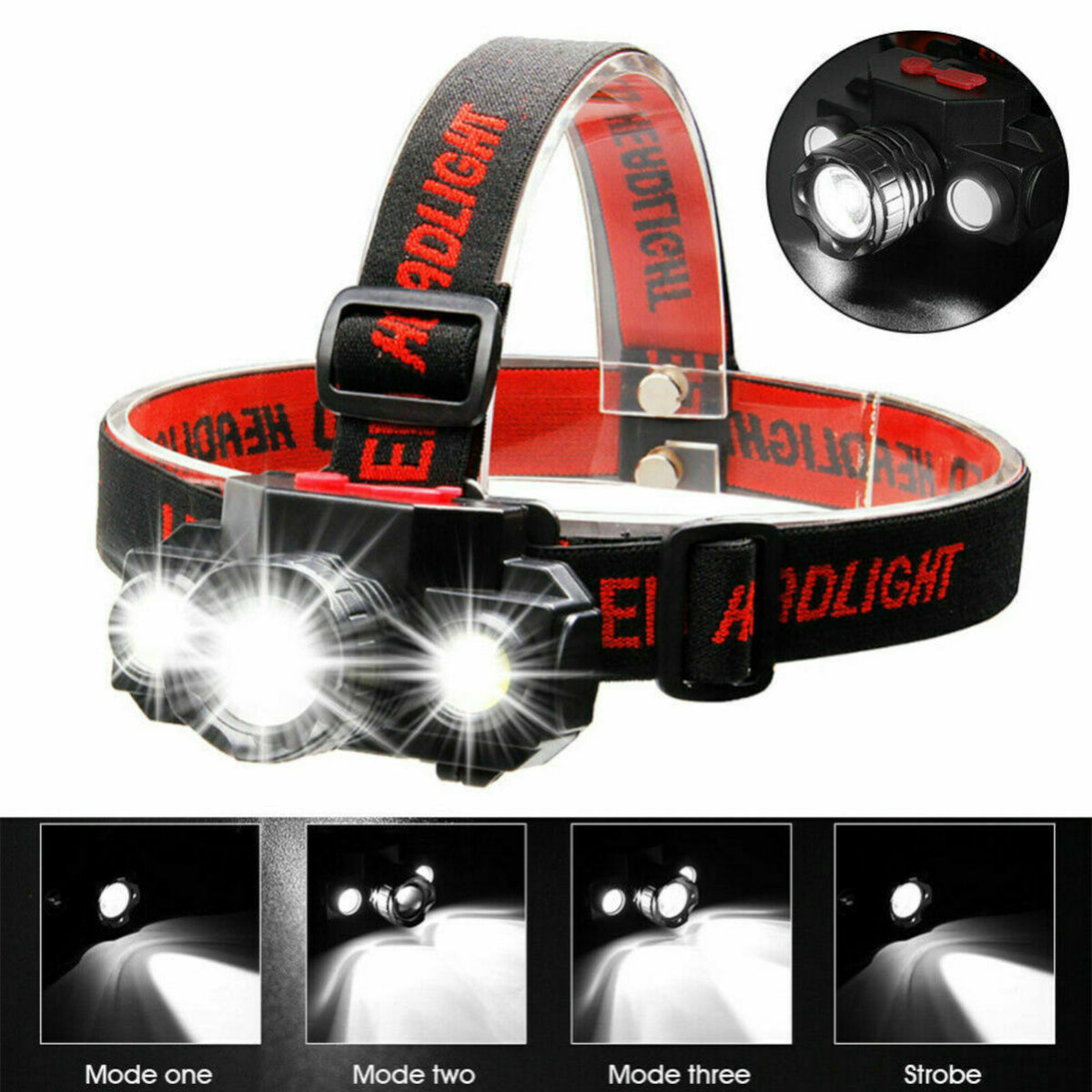 Superhelle LED Scheinwerfer Stirnlampe USB wiederaufladbare Nachtlampe T01 - 3KShop.de