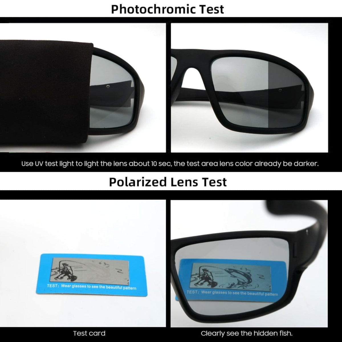 Matt-schwarze photochrome polarisierte Sonnenbrille