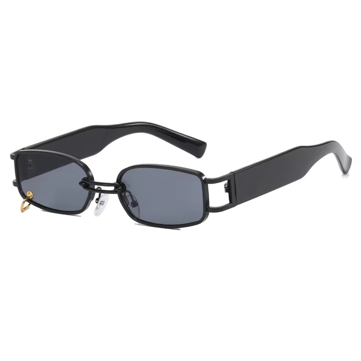 Schwarz-goldene Designer-Sonnenbrille mit Ring im Glas