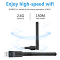 WIFI WLAN USB Adapter 150Mbit Stick 2dBi Wireless Drahtlos Dongle Antenne Black - 3KShop.de