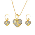 Goldfarbenes Herz-Schmuckset mit Kette und Ohrringen